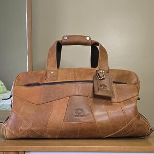 New Rustic Town Brown Leather Duffel Travel Bag Weekender